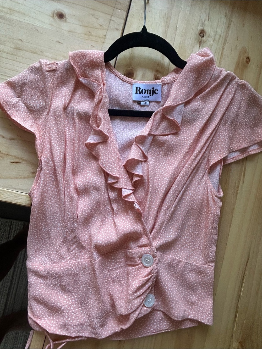 Rouje Peach Ruffle Wrap Blouse
